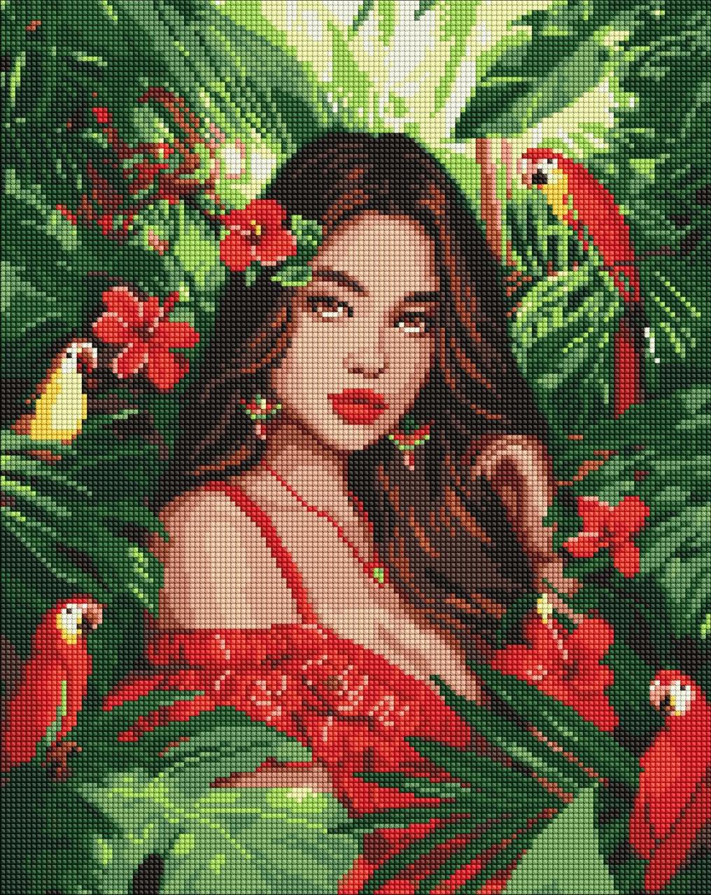 Алмазная мозаика/вышивка Ideyka Девушка в тропиках 40х50 см (AMO 8061)