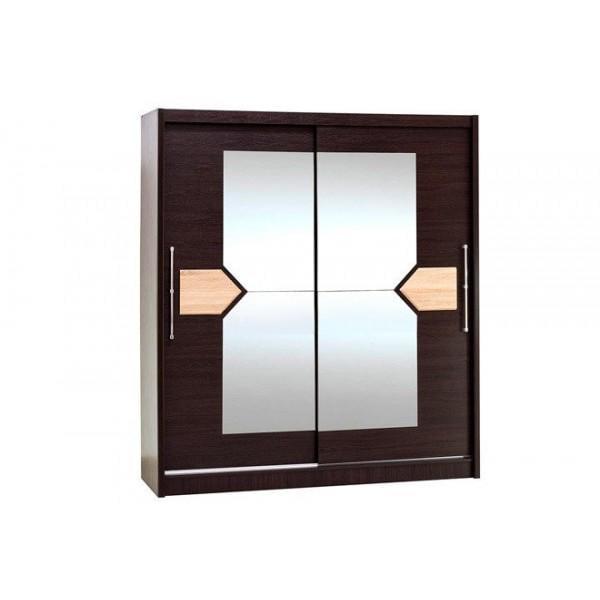Шафа-купе з двома дверима Меблі-Сервіс Аляска 2 дзеркала ДСП Венге темний МДФ Дуб самоа - фото 1