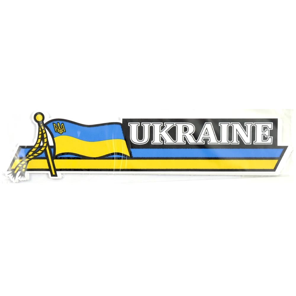 Наклейка Флаг Украины с шевронами и надпись Ukraine 24х6 см 10 шт. (452195)