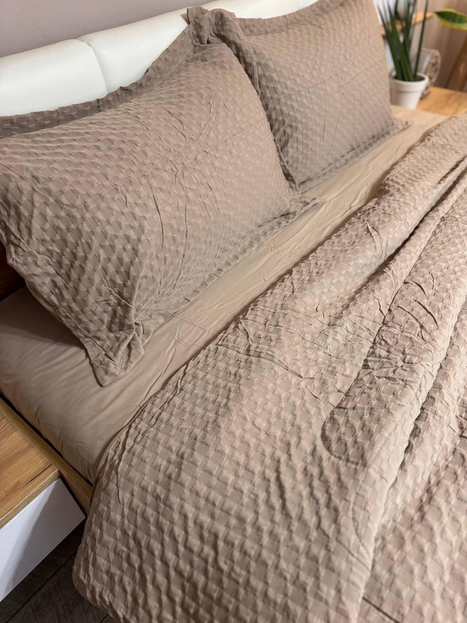 Постільна білизна з ковдрою сатин євро 200х230 см наволочки 50х70 см 2 шт. Капучино (Д-Al-sat-kovdra-001-03) - фото 6 Постільна білизна з ковдрою сатин євро 200х230 см наволочки 50х70 см 2 шт. Капучино (Д-Al-sat-kovdra-001-03) - фото 6