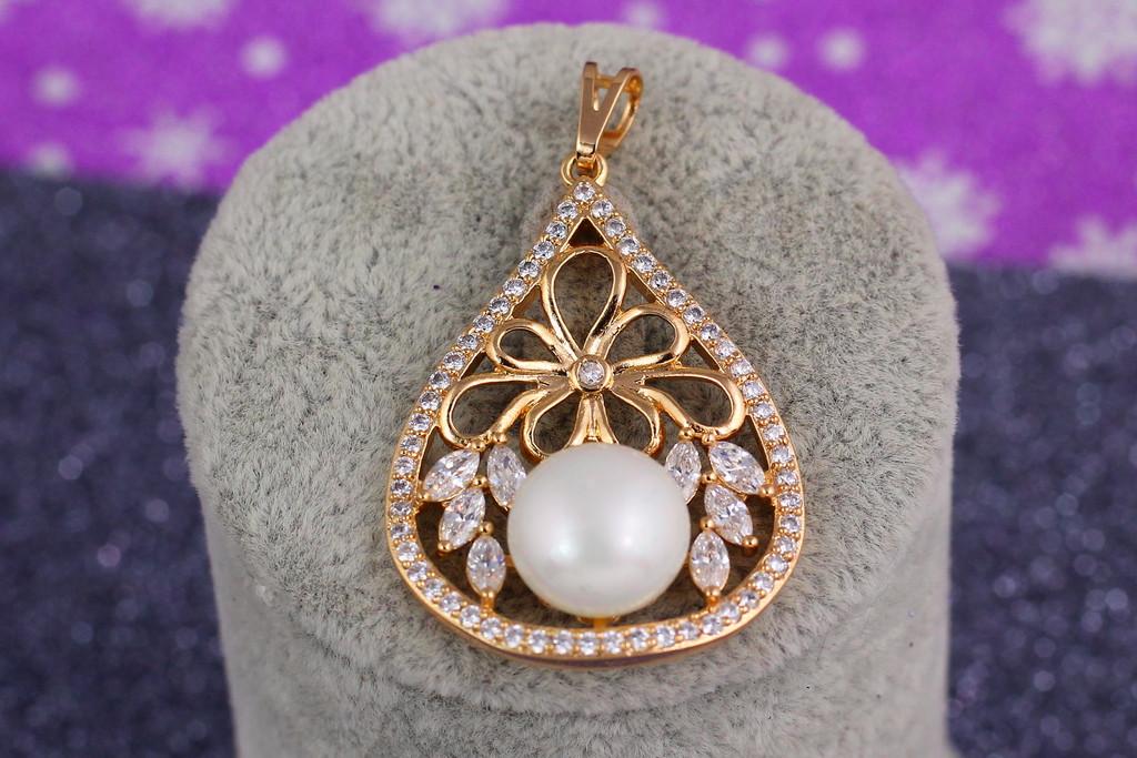 Кулон Xuping Jewelry с жемчугом 3,5 см Золотистый