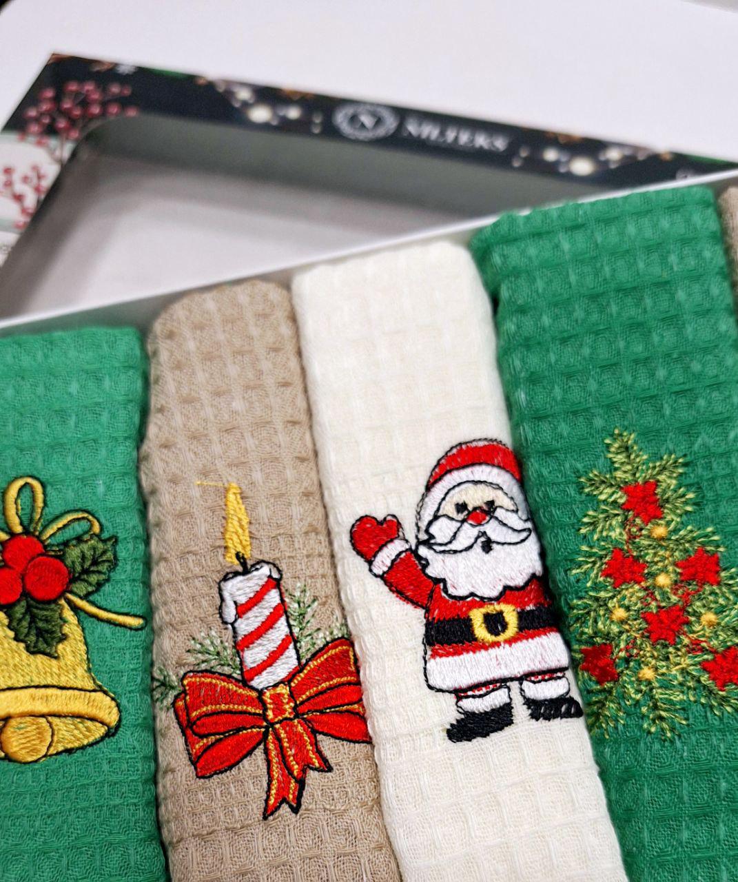 Набор кухонных полотенец Nilteks Towels Merry Christmas вафельные 40х60 см 6 шт. (713) - фото 5