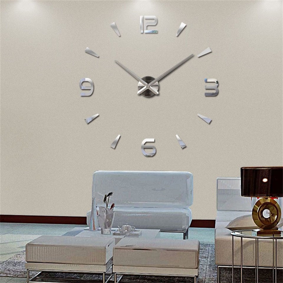 Часы настенные 3D Timelike Арабские 2 100 см Серебреный (1482207)