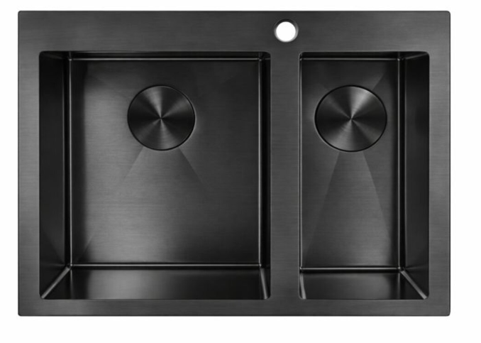 Мойка Valeso Handmade чаша 3,0/0,8 л PVD 60x50 см Черный (31821648)