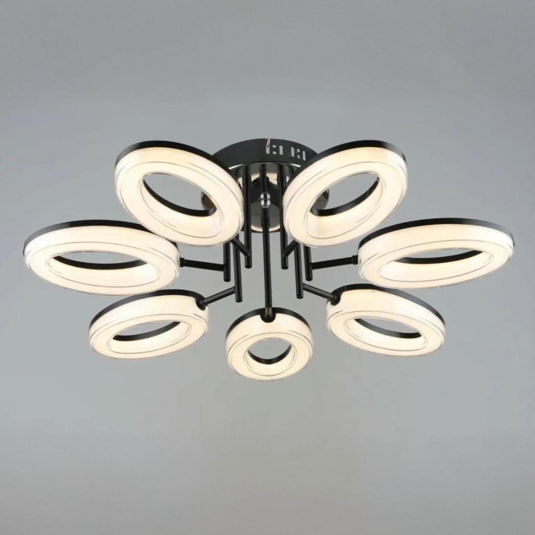 Люстра светодиодная Sirius 49W 3000-6500К Черный/Хром (B YH1100/7 BK+CH)