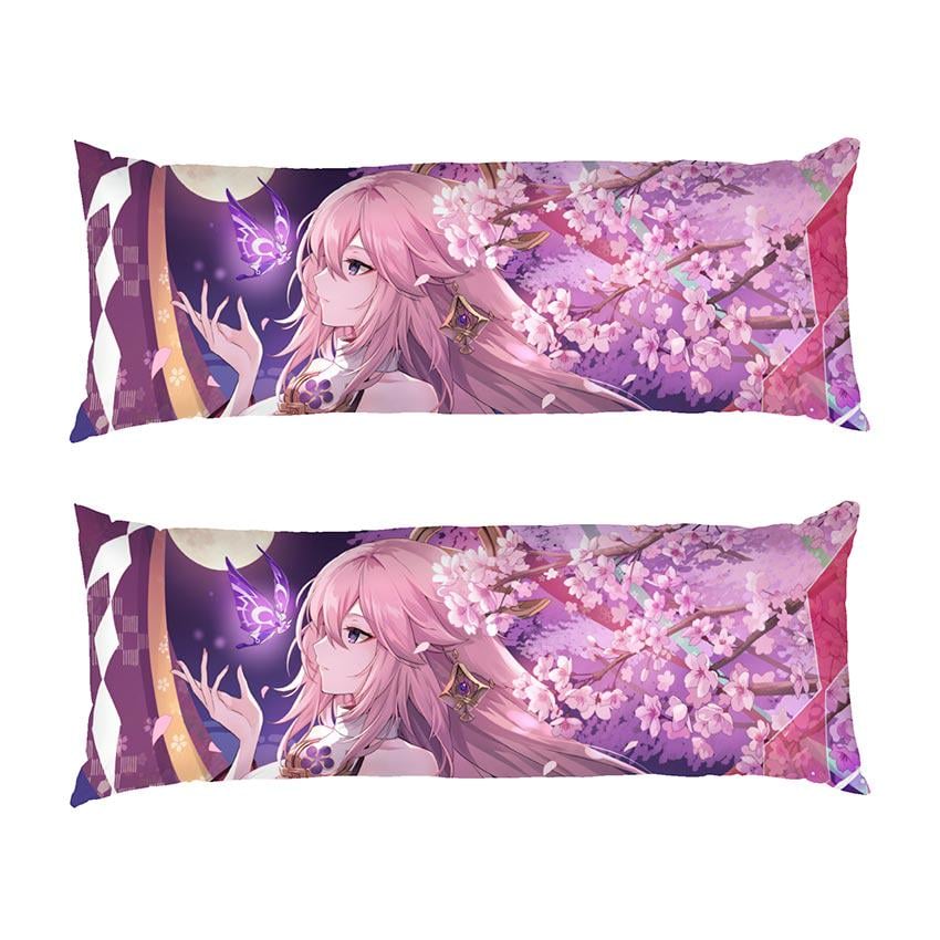 Подушка дакимакура Yae Miko with a butterfly Genshin Impact габардин 150х50 см (113247-3)