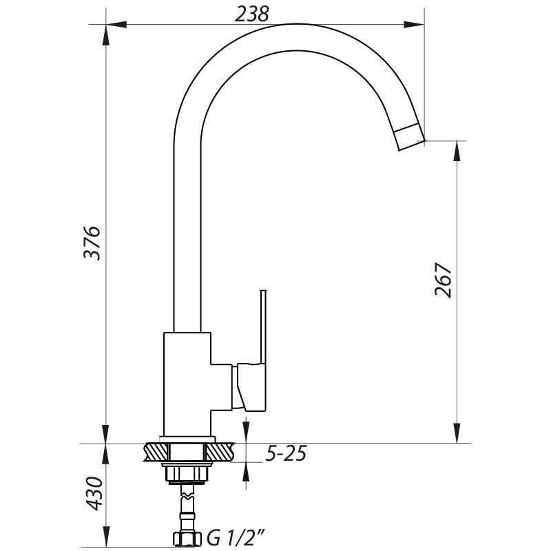 Змішувач високий для кухні Zerix LR74105 Білий (LL1205) - фото 2 Змішувач високий для кухні Zerix LR74105 Білий (LL1205) - фото 2