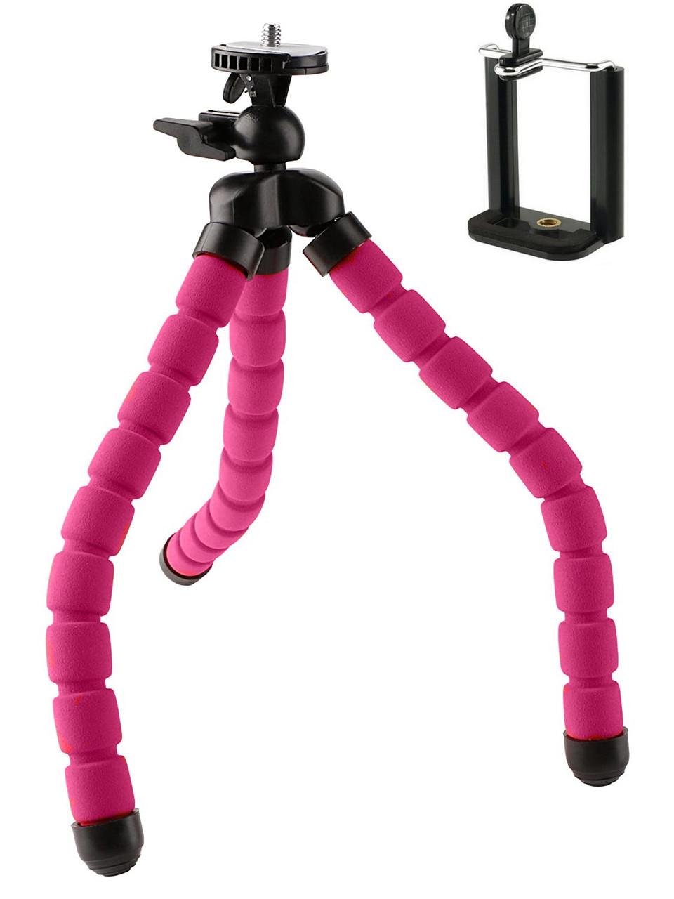 Настольный штатив Alitek Flexible Sponge Long с держателем для телефона Pink - фото 3