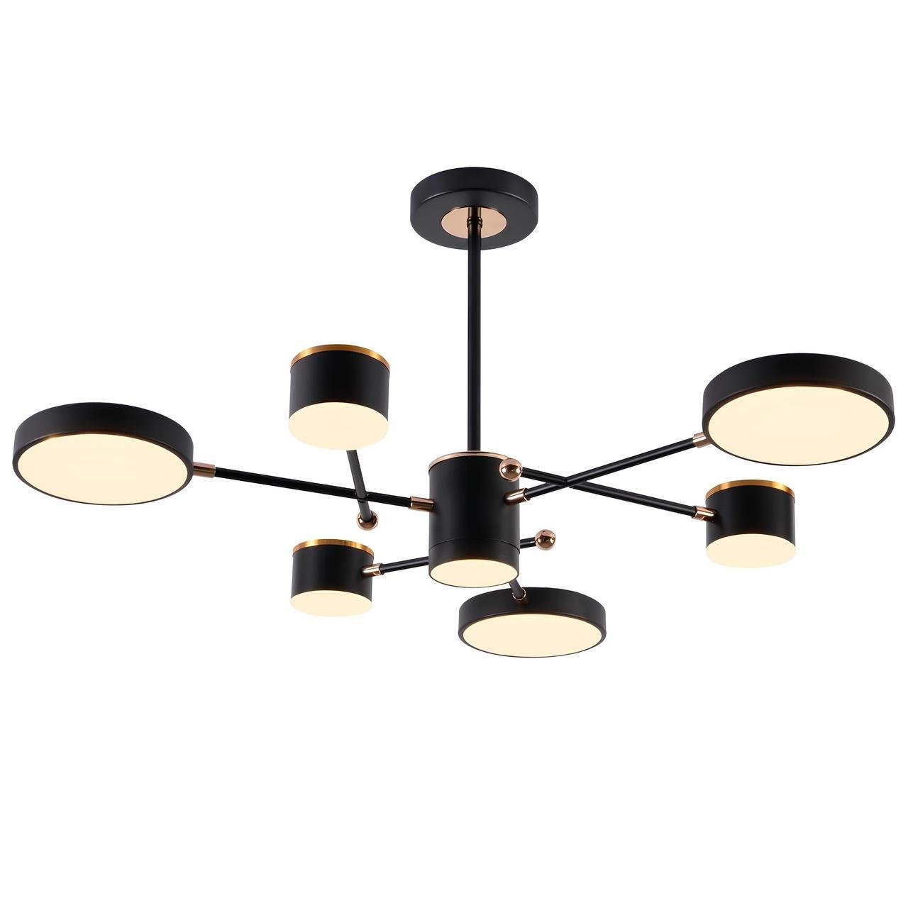 Люстра светодиодная Sirius на 6 плафонов 114W 3000-6500К Черный (B X13287/6 BK+FGD)