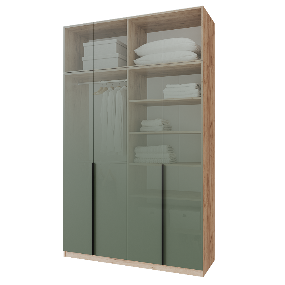 Шкаф распашной с антресолью Меблітренд Чиназес Чиа-1600.5 1600х500х2550 мм Дуб крафт золотой/Зеленый дымчатый (26842043) - фото 3 Шкаф распашной с антресолью Меблітренд Чиназес Чиа-1600.5 1600х500х2550 мм Дуб крафт золотой/Зеленый дымчатый (26842043) - фото 3