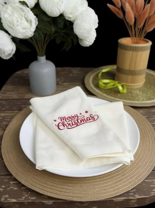 Салфетка с вышивкой Merry Christmas 2 шт. Белый (30100467) - фото 2 Салфетка с вышивкой Merry Christmas 2 шт. Белый (30100467) - фото 2