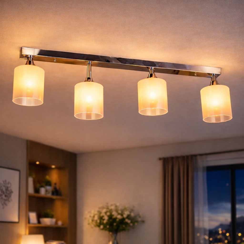 Люстра Valeso с металлическим каркасом под четыре лампы Е27 Черный/Хром (B K2346/4 BK+CH)