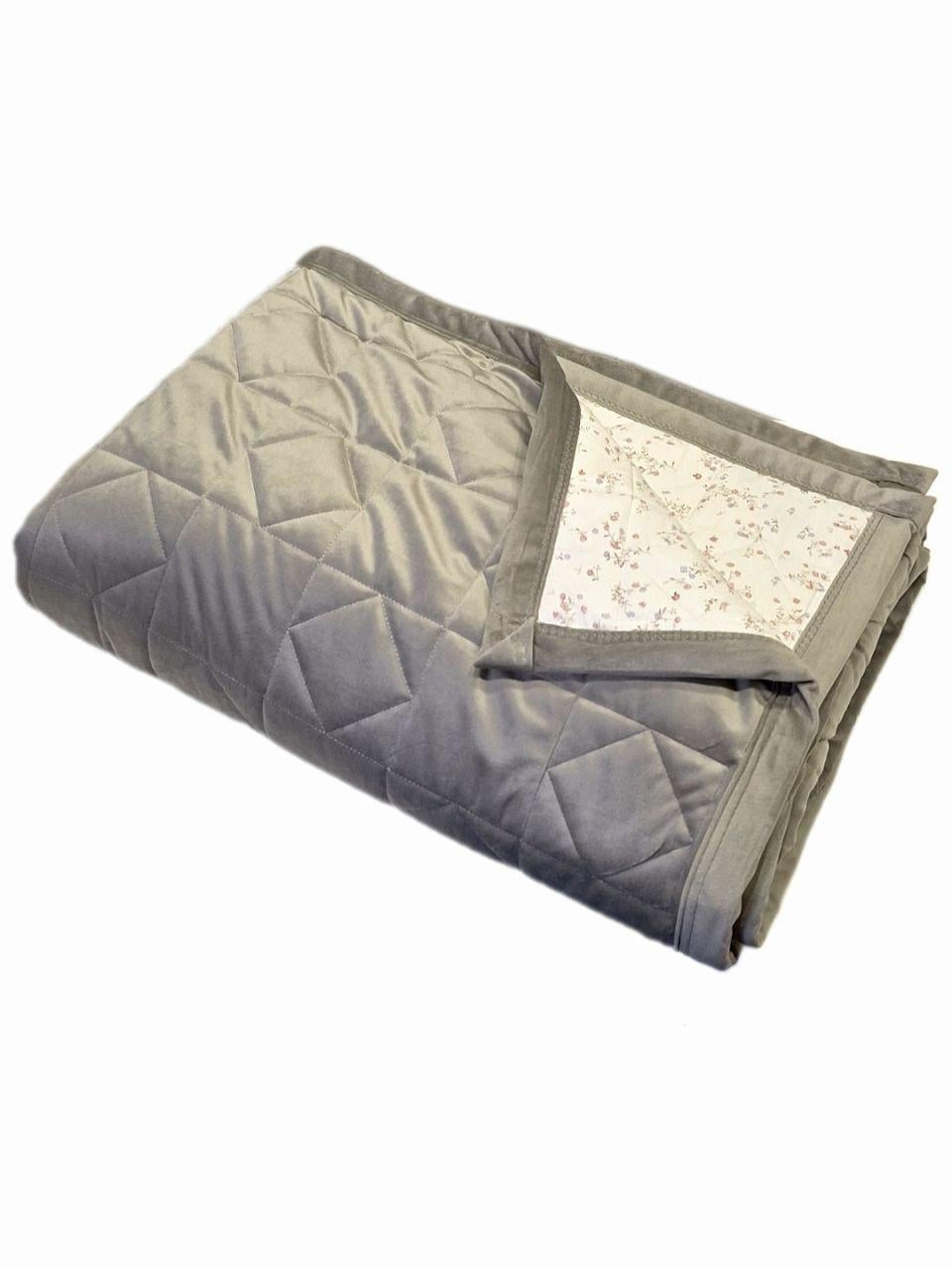 Плед-покрывало велюровое Colorful Home стеганое 230x250 см Серый (2151)