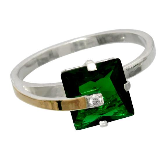 Женское серебряное кольцо с золотой пластиной Сладкий плен 19,5 (053к.02-8)