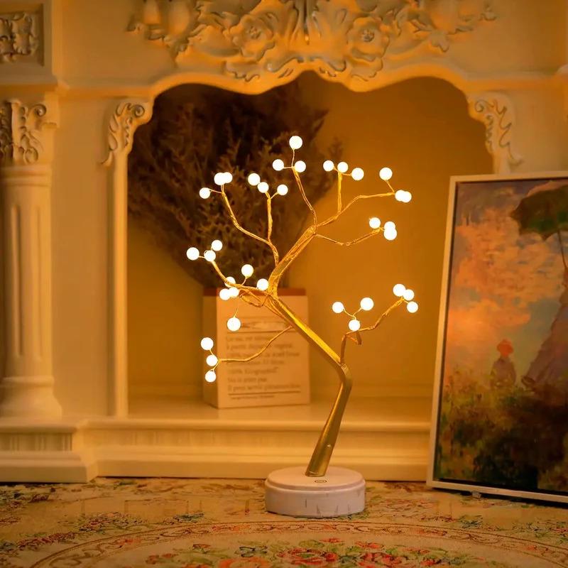 Ночник Дерево з жемчужинами 50 см USB теплый белый (234574679_393)