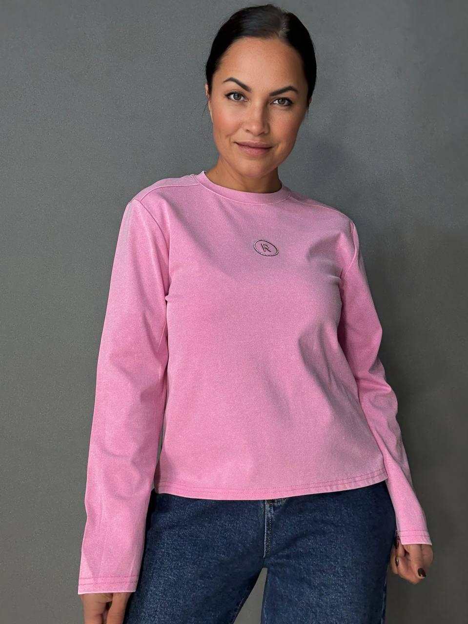 Лонгслів жіночий A-N 2517-5 трикотажний варка тай-дай з камінчиками R OS Рожевий (4895) - фото 5 Лонгслів жіночий A-N 2517-5 трикотажний варка тай-дай з камінчиками R OS Рожевий (4895) - фото 5