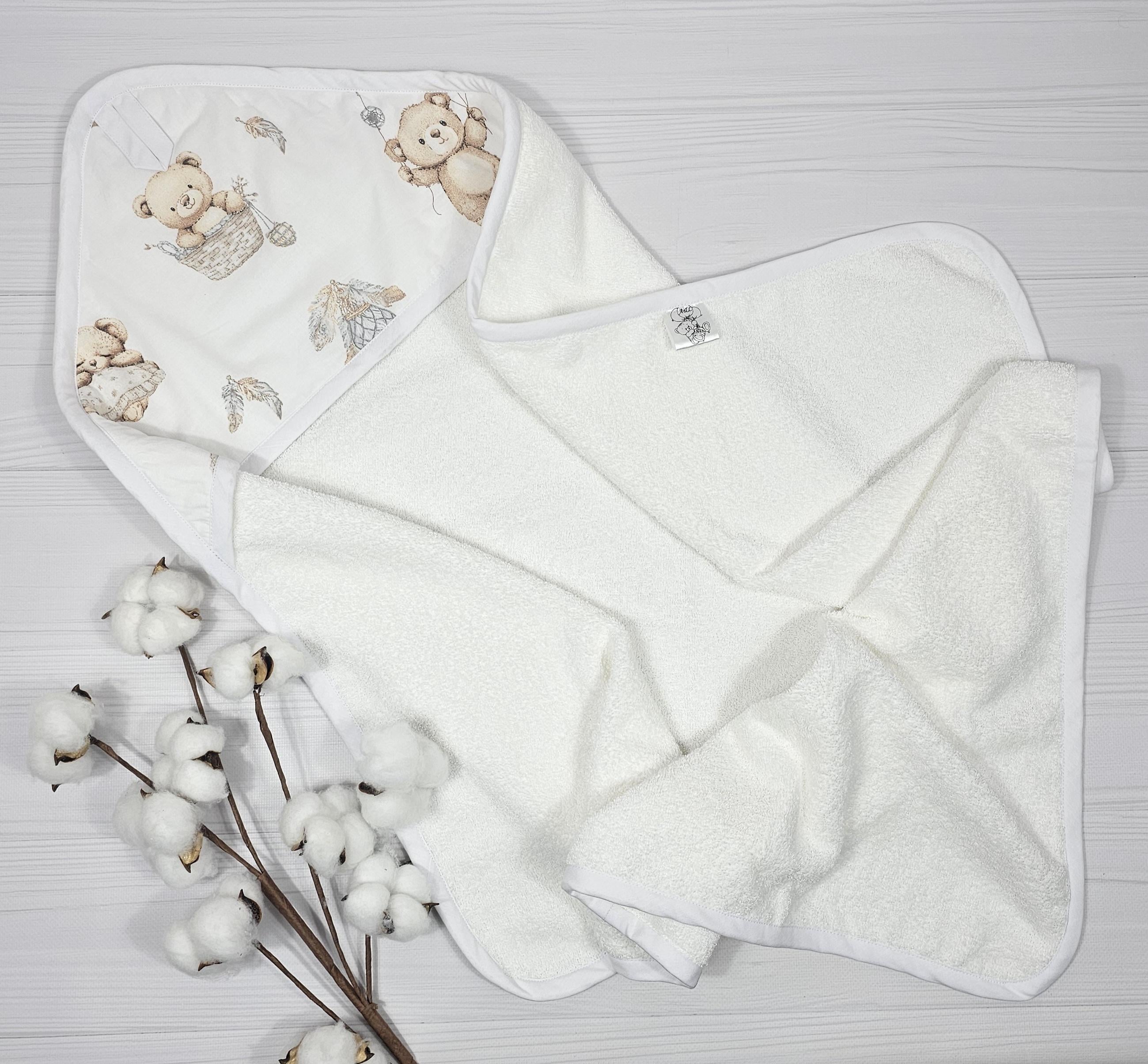 Полотенце-уголок детское A.L.Babybox Мишкина сказка 80х80 см Белый (R 28457721)