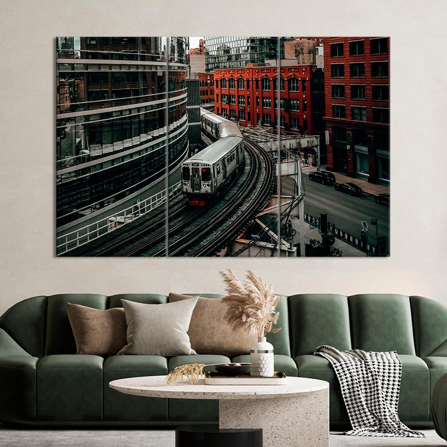 Картина город Метро в городе Чикаго 78x48 см (A637-3)