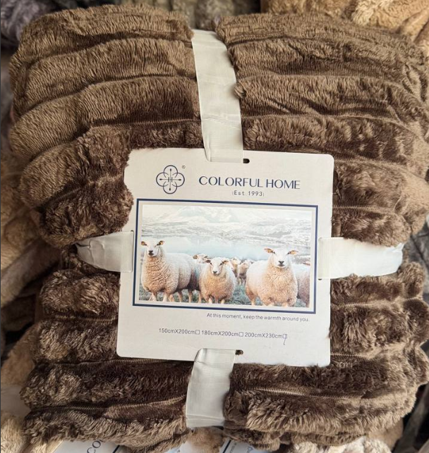 Покрывало двухстороннее на овчине 200х220 см Коричневый - фото 1