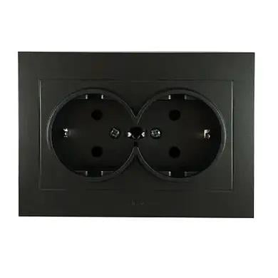 Розетка двойная врезная Ovivo Electric Grano с заземлением Черный
