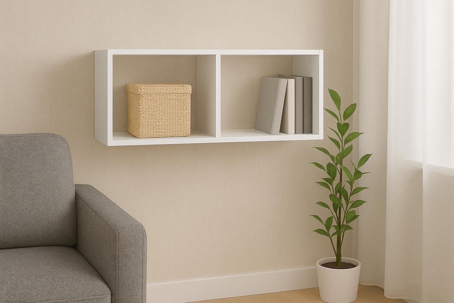 Стелаж настінно-підлоговий модульний MEBLIBUD KUB 2 секції Білий - фото 3 Стелаж настінно-підлоговий модульний MEBLIBUD KUB 2 секції Білий - фото 3