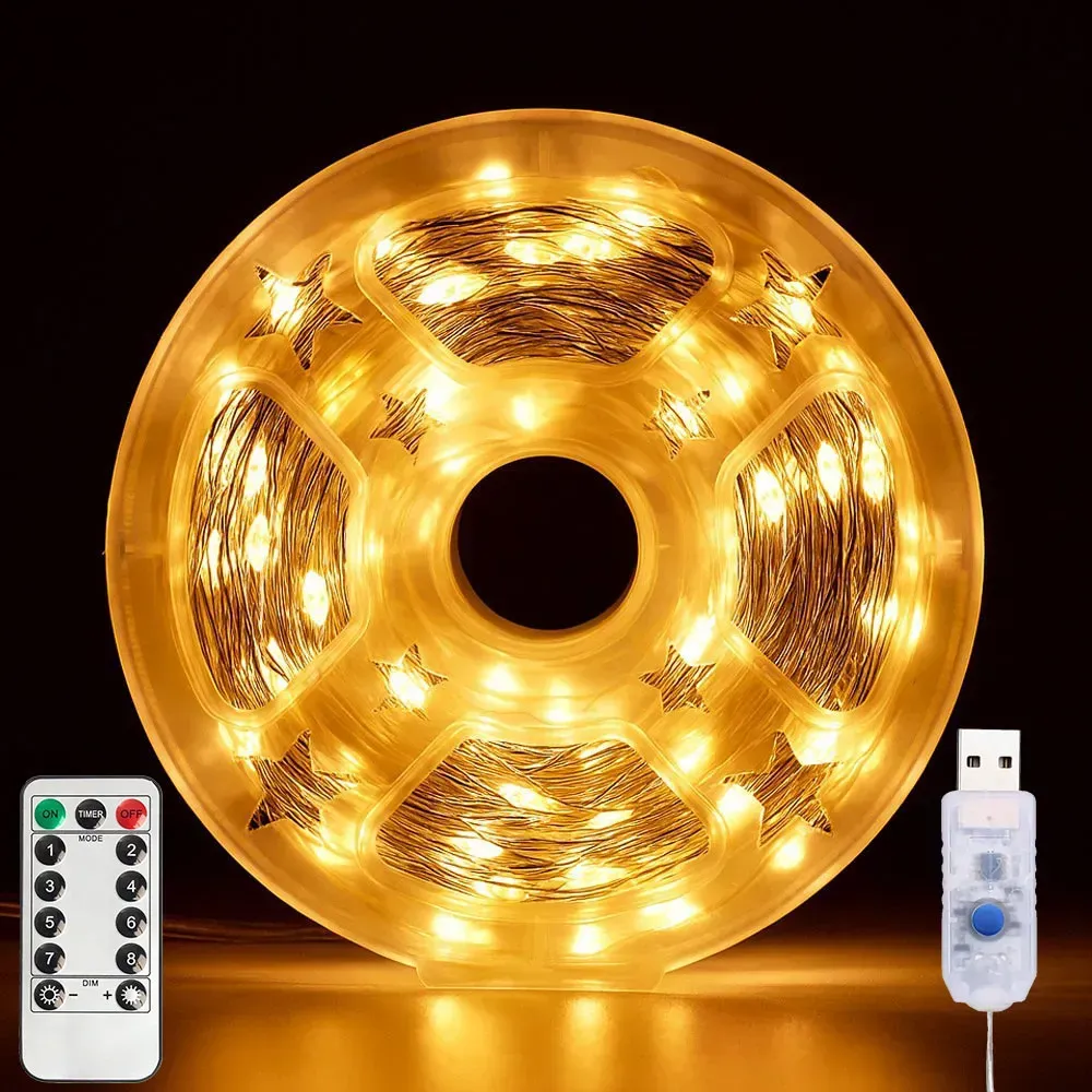 Гирлянда Роса от USB 100 м 1000 LED с пультом Теплый белый (234585896)