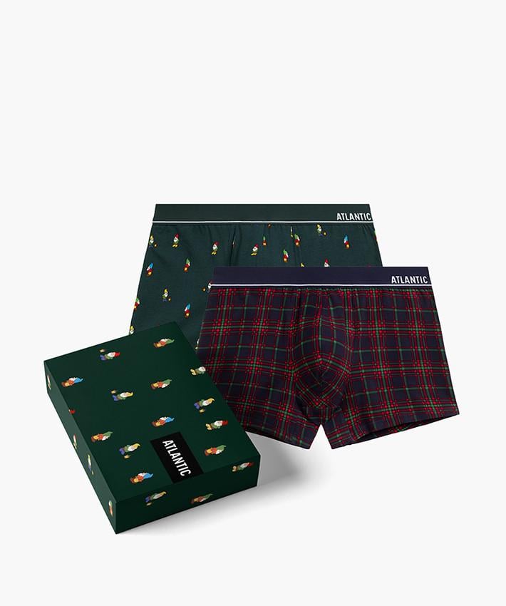 Комплект боксеров мужских новогодних Atlantic 2GMH-031 с широкой резинкой M Зеленый/Синий (2836701586)