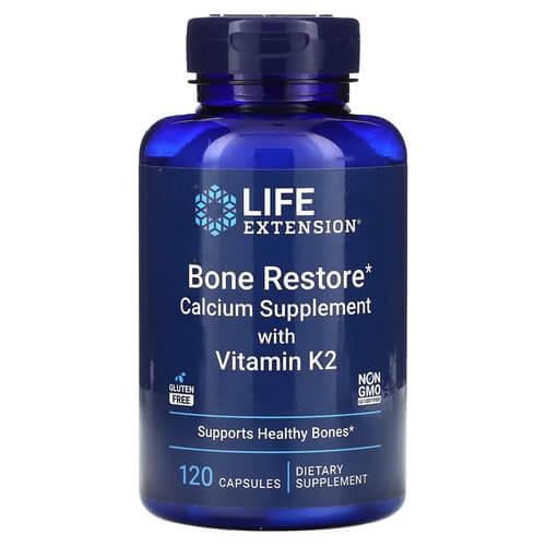 Кальций Life Extension Bone Restore Calcium Supplement with Vitamin K2 120 Capsules (LEX-17271)