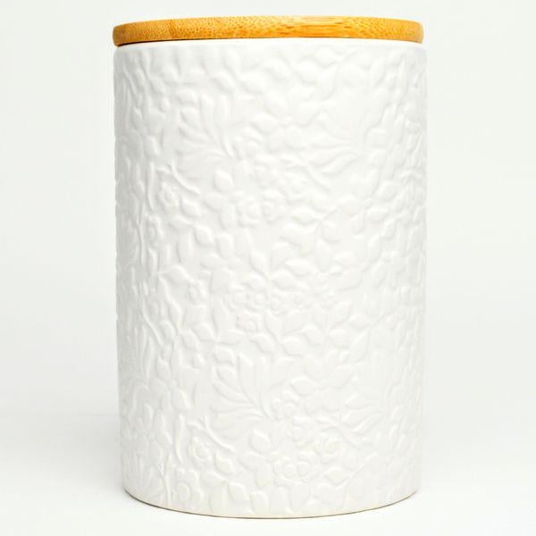 Банка для сыпучих продуктов BonaDI Naturel Жасмин керамическая с бамбуковой крышкой 800 мл (304-901)