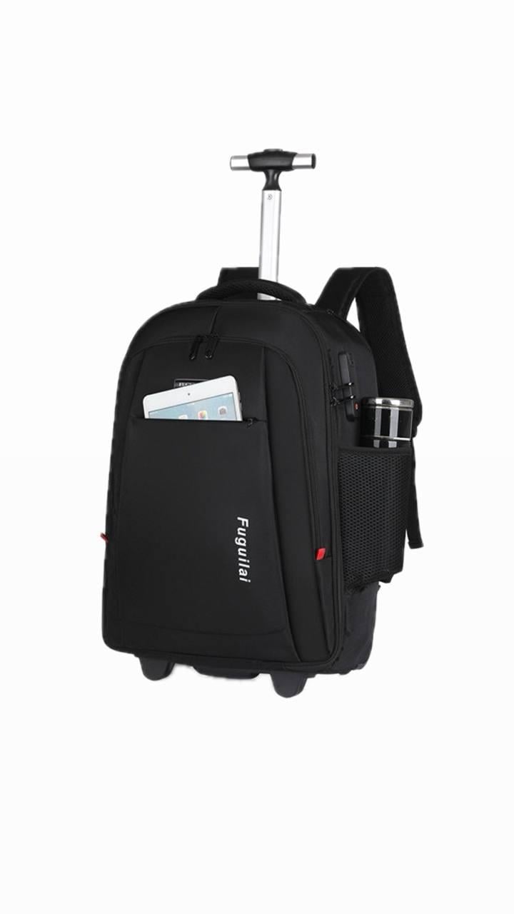 Рюкзак на колесах з висувною ручкою для подорожей з відділенням для ноутбука Чорний