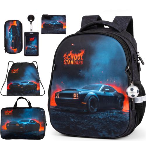 Ортопедический рюкзак школьный 6 в 1 для мальчика School Standard 38х30х18 см с Машиной для первокласника (SET 170-72) Ортопедический рюкзак школьный 6 в 1 для мальчика School Standard 38х30х18 см с Машиной для первокласника (SET 170-72)