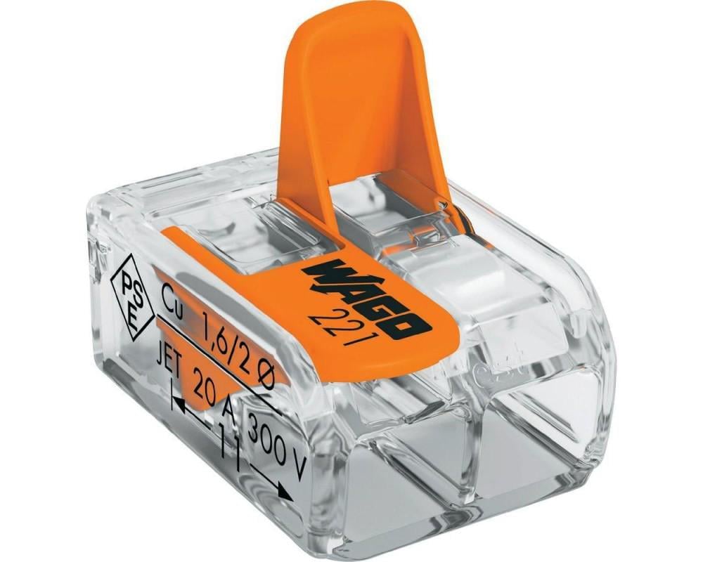 Клема швидкого монтажу WAGO з важелями прозора 2х2,5 мм (28680077)