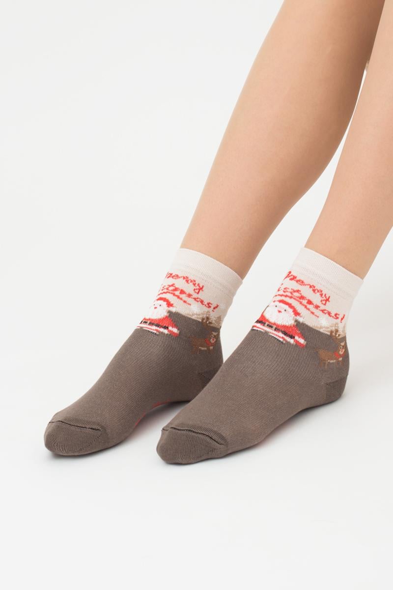 Носки детские хлопчатые Giulia KS3 NEW YEAR 2305 р. 24-29 Brown-haze (31034011)