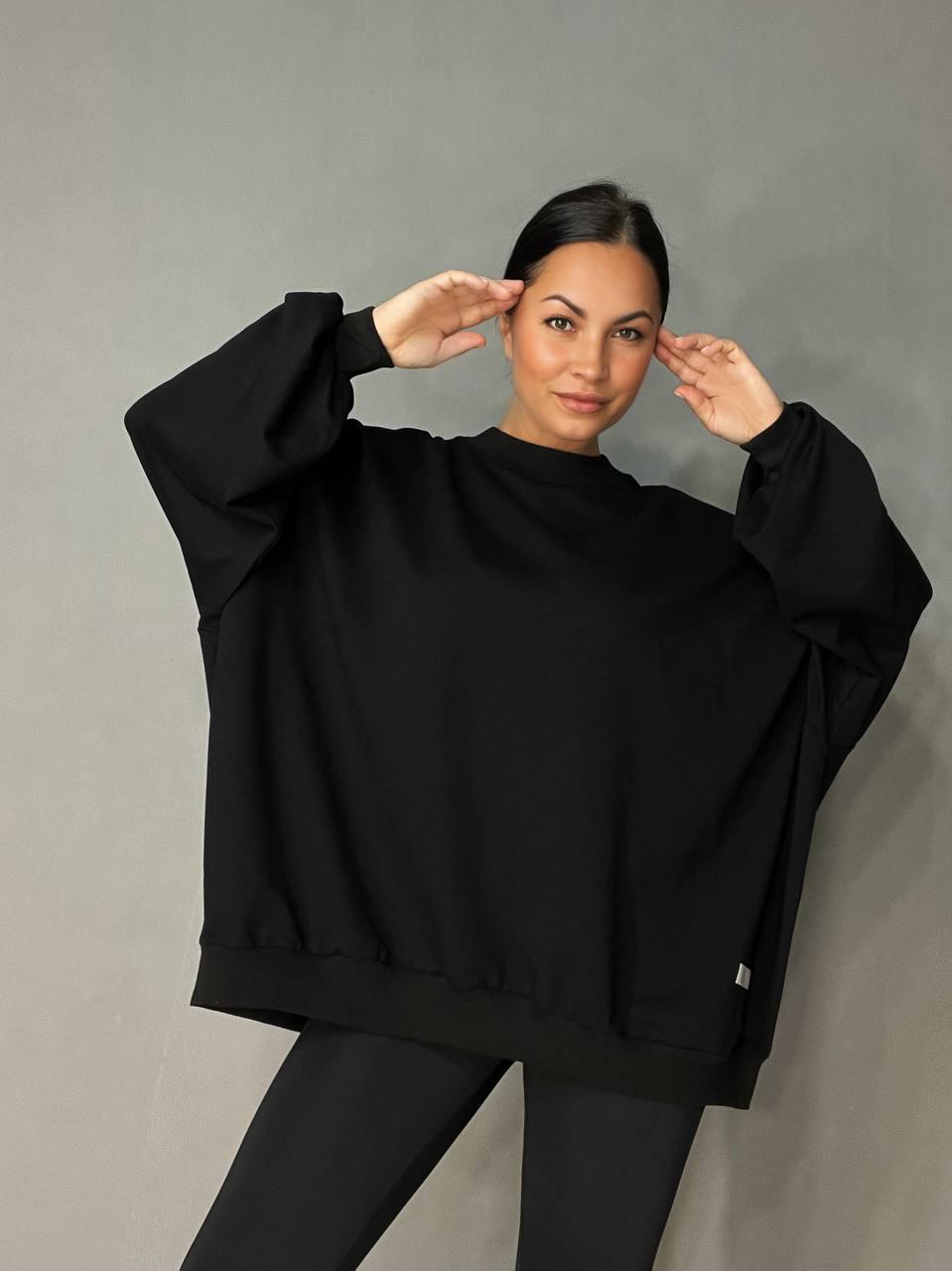 Світшот жіночий MY CITY 3044 широкий дуже вільного крою OS Чорний (1711) - фото 7 Світшот жіночий MY CITY 3044 широкий дуже вільного крою OS Чорний (1711) - фото 7