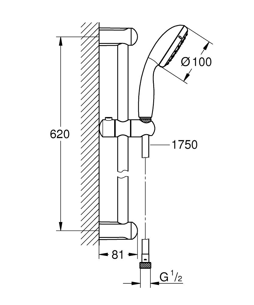 Гарнітур душовий 1 режим струменю Grohe Tempesta 100 (27853001) - фото 2