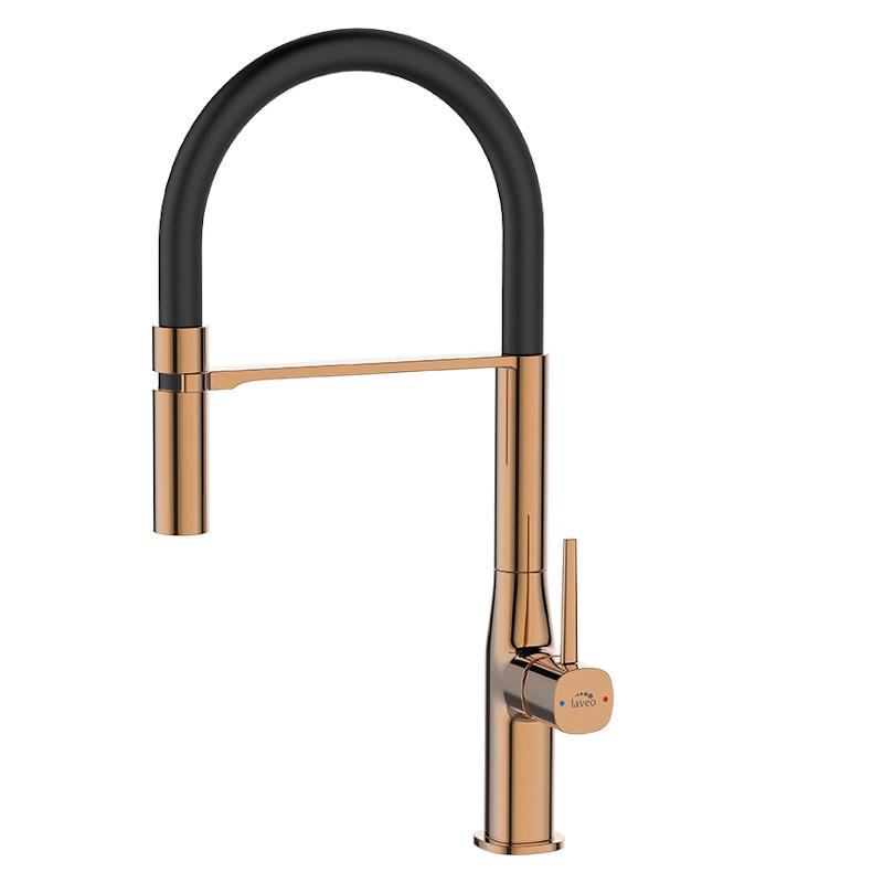 Смеситель для мойки Laveo POLA с изливом U Розовое золото/Черный (BAP_878D)