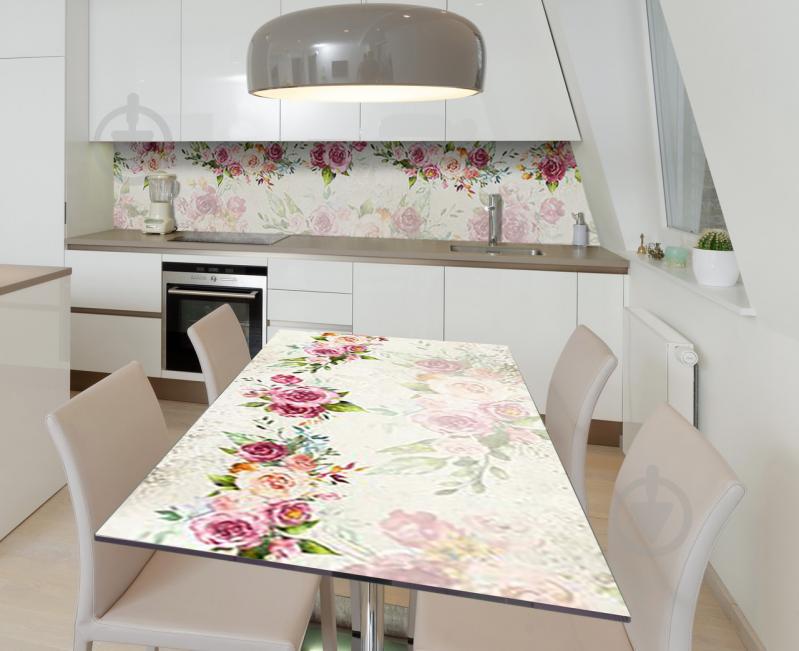 Наклейка 3Д вінілова на стіл Zatarga «Гілки півонії» 600х1200 мм для будинків, квартир, столів, кав'ярень