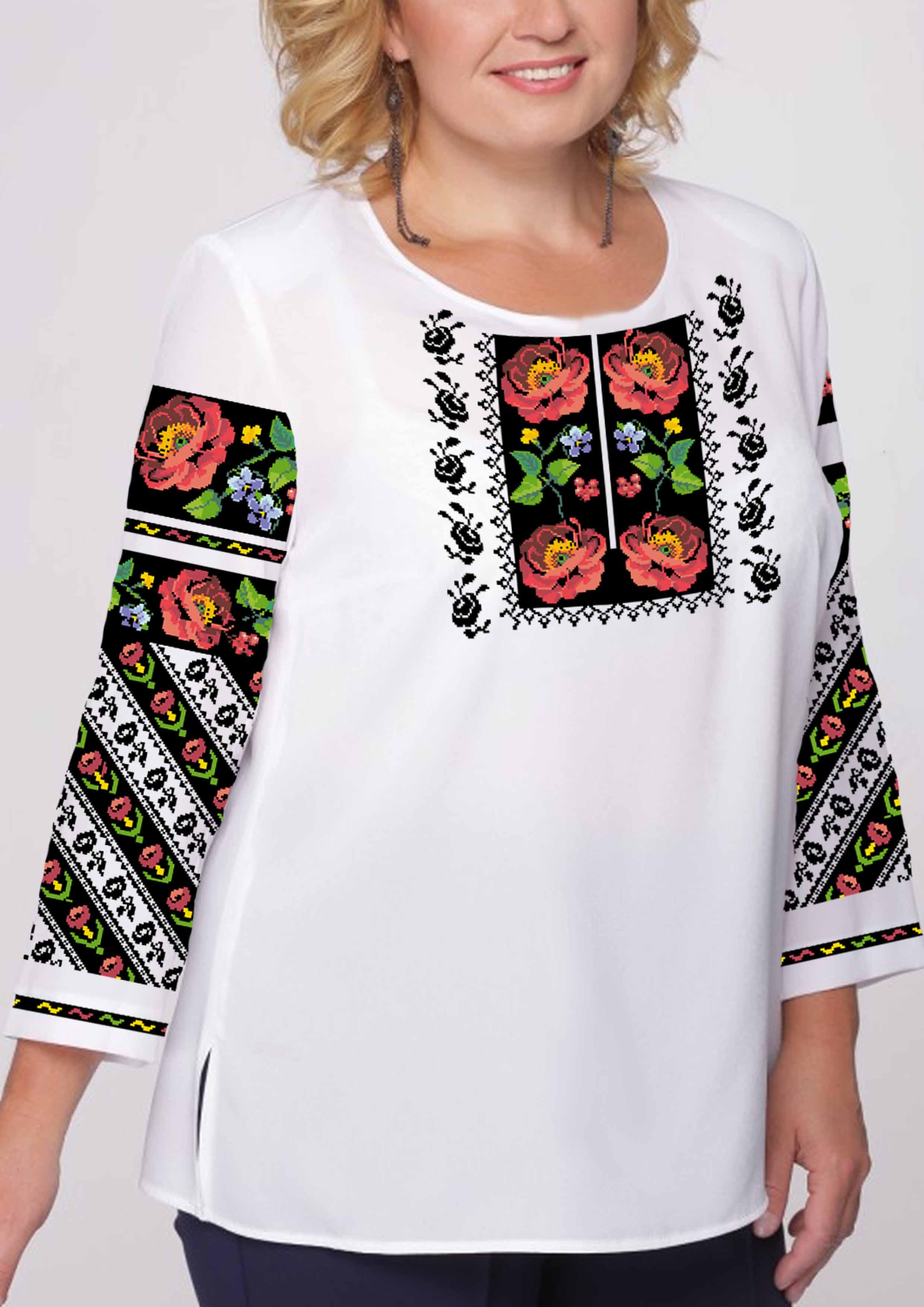 Заготовка для вишивки нитками або бісером сорочка СЖ-90 габардин Заготовка для вишивки нитками або бісером сорочка СЖ-90 габардин