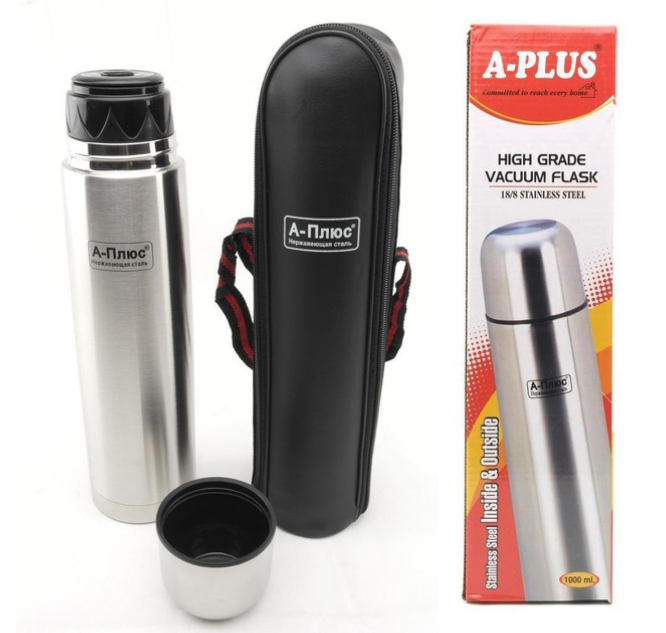 Термос з чохлом із нержавіючої сталі 1 л (a-plus 1754) - фото 5 Термос з чохлом із нержавіючої сталі 1 л (a-plus 1754) - фото 5