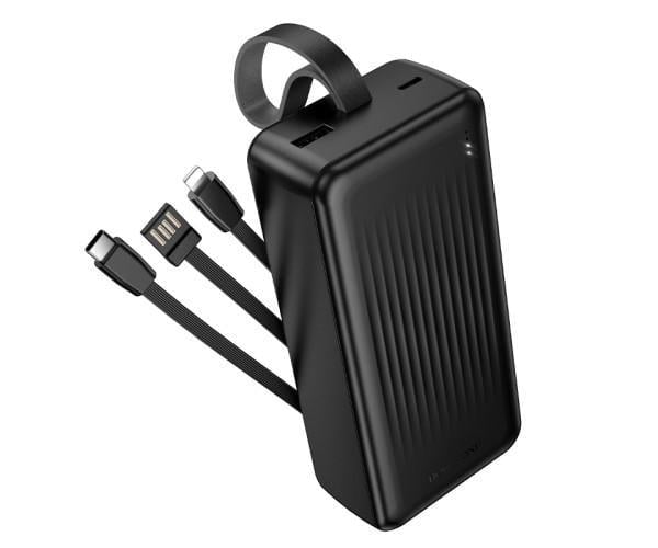 Акумулятор зовнішній Borofone BJ79B з трьома кабелями USB/Type-C/iP 30000mAh Black