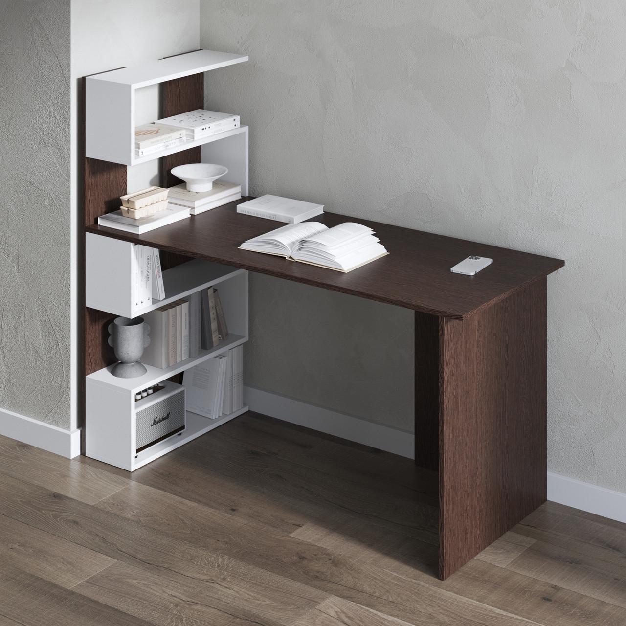 Стіл комп’ютерний Вайс M-24 1416х600х1226 мм Венге темний/Білий (30641877)