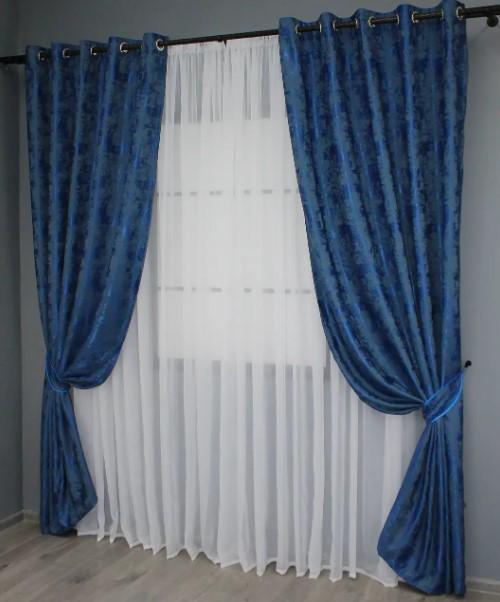 Комплект штор на люверсах SULTAN XO жакард 1,5х2,5 м 2 шт. Синій (1149ш) - фото 4