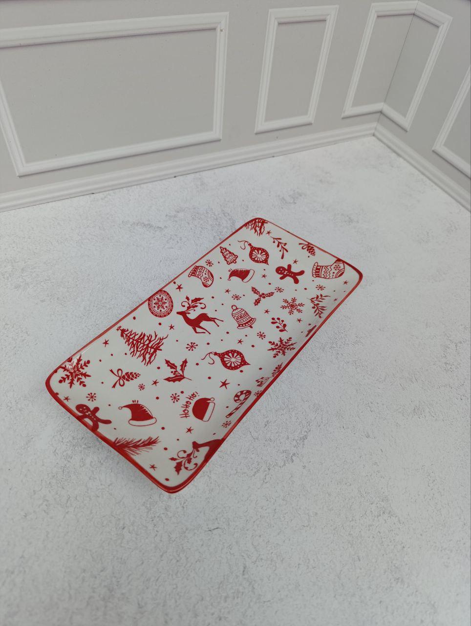 Блюдо сервірувальне Limited Edition NY Xmas Mood порцеляна 25,5х13 см Білий (TRSC-GY5025-P25)