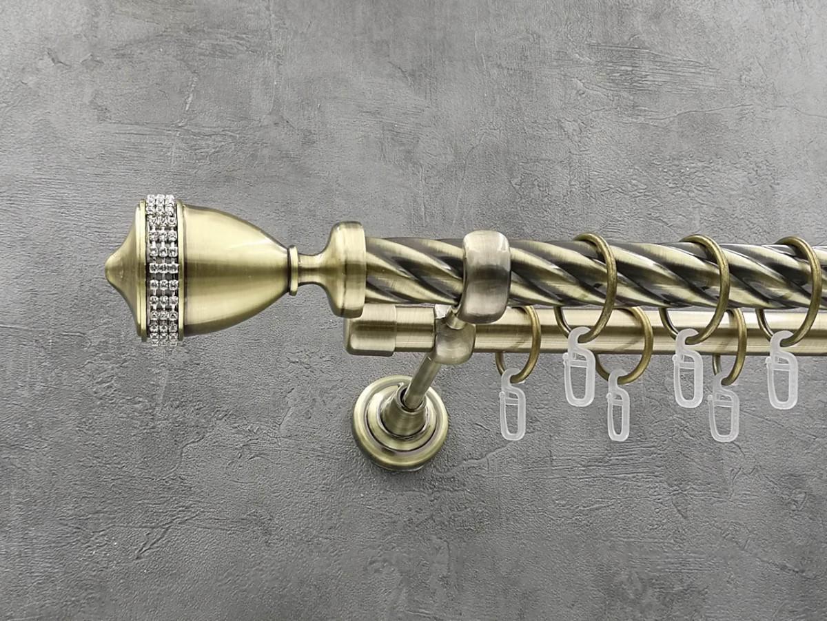 Карниз Quadrum Этерния витая штанга двойной открытый 25/19 мм 160 см Антик (262047176)