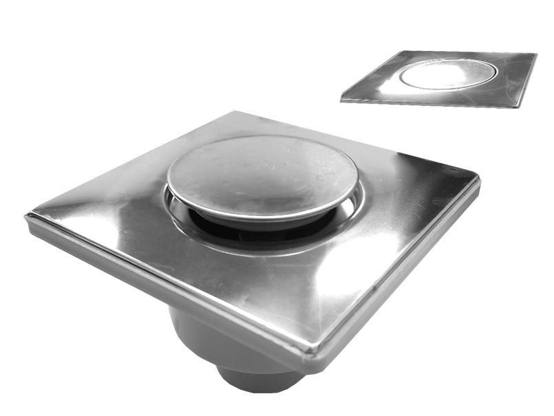 Квадратный душевой трап MesaTeknik Drainer Клик-Клак 50 мм 150x150 мм из нержавеющей стали вертикальный (8487)