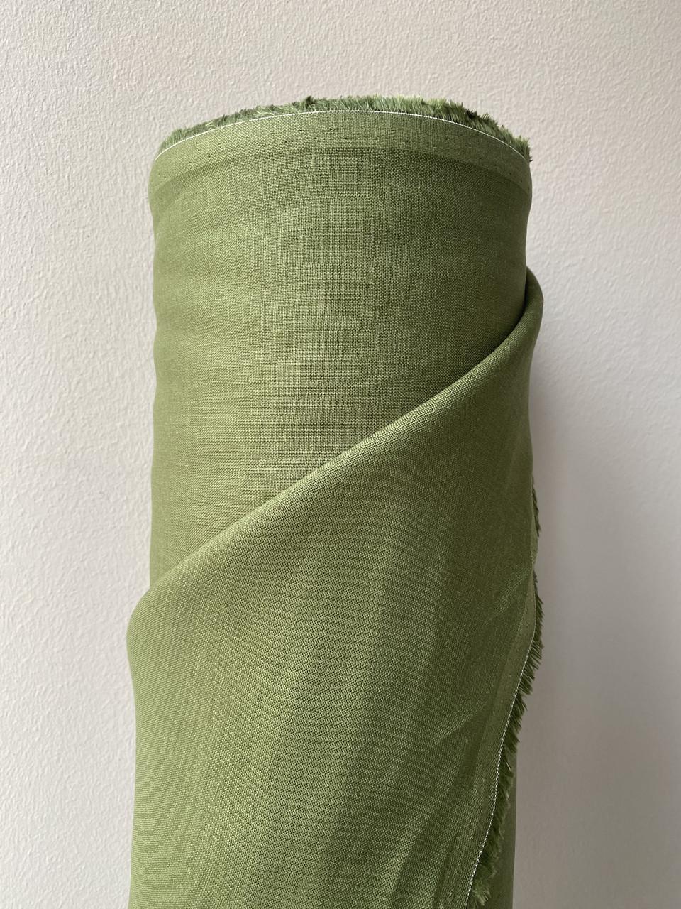 Ткань Linen Plus 100% лен Оливковый 372/054 - фото 1 Ткань Linen Plus 100% лен Оливковый 372/054 - фото 1