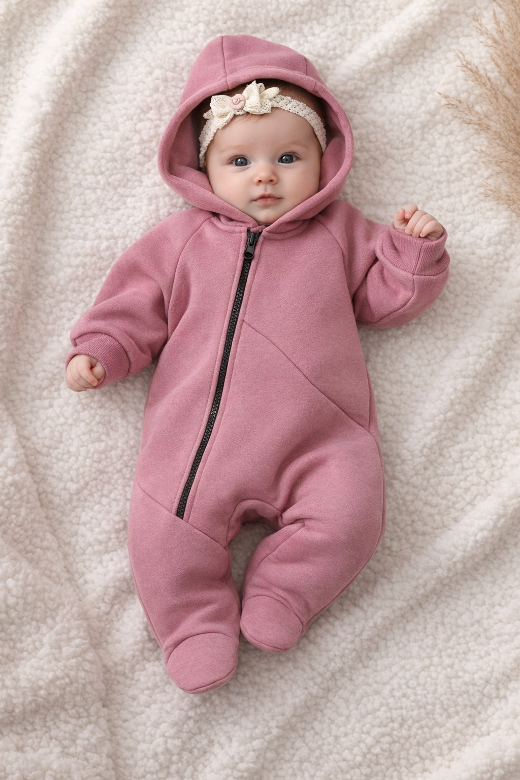 Комбінезон дитячий утеплений Тімі текс з відкритими ручками та закритими ніжками 62 см Пудровий