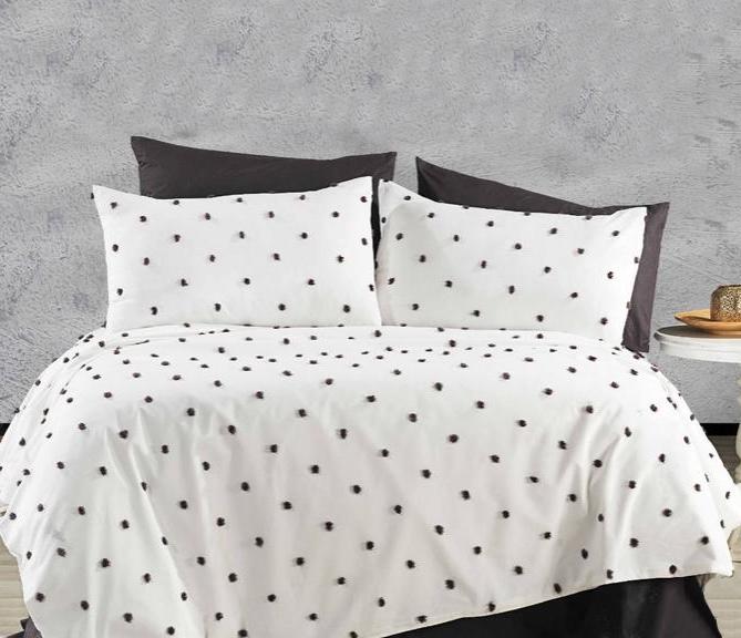 Комплект постельного белья Cotton area Point евро сатин 9985157 Серый (DR012687)