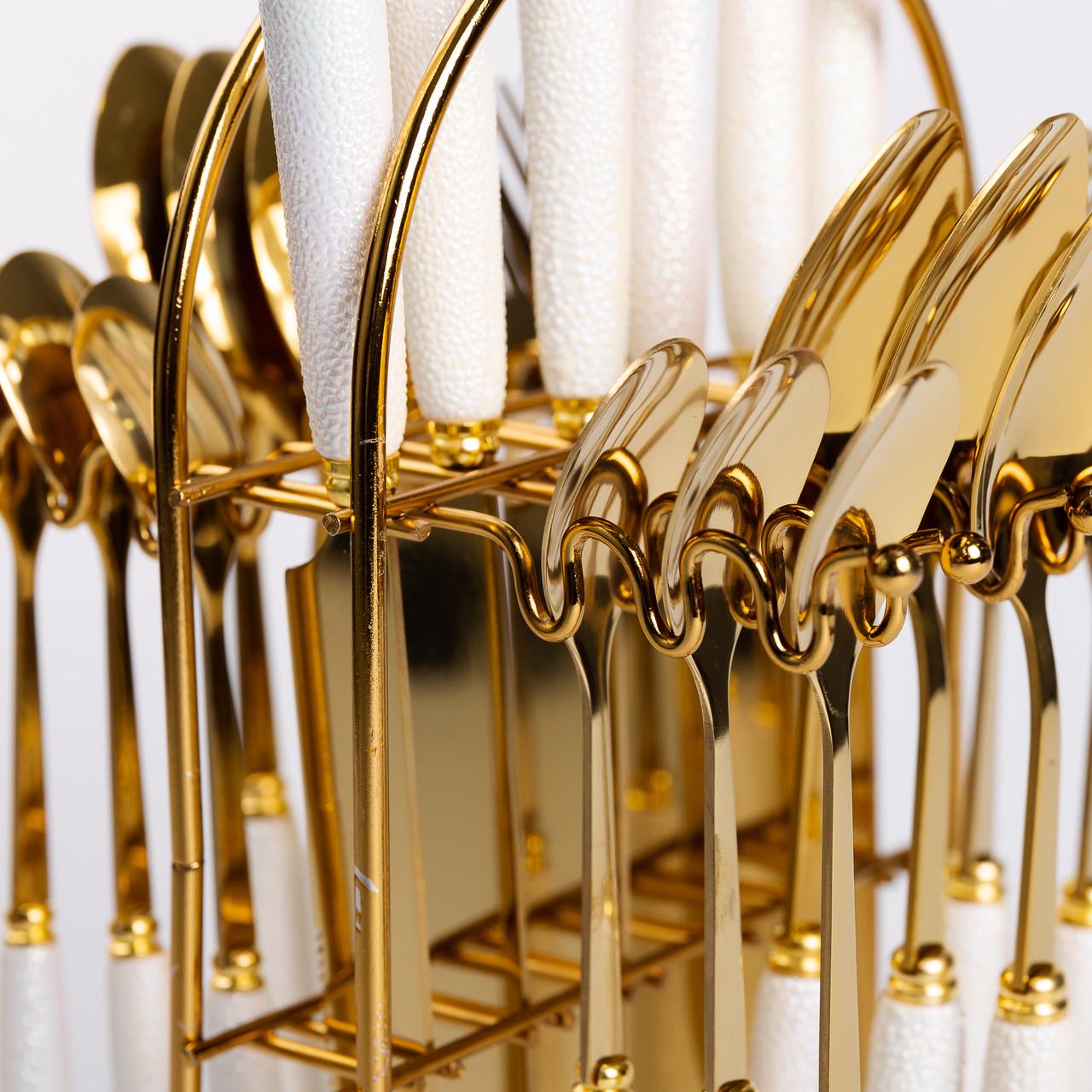 Набор столовых приборов на подставке 24 пр. с керамическими ручками (HP-20-49) - фото 6 Набор столовых приборов на подставке 24 пр. с керамическими ручками (HP-20-49) - фото 6