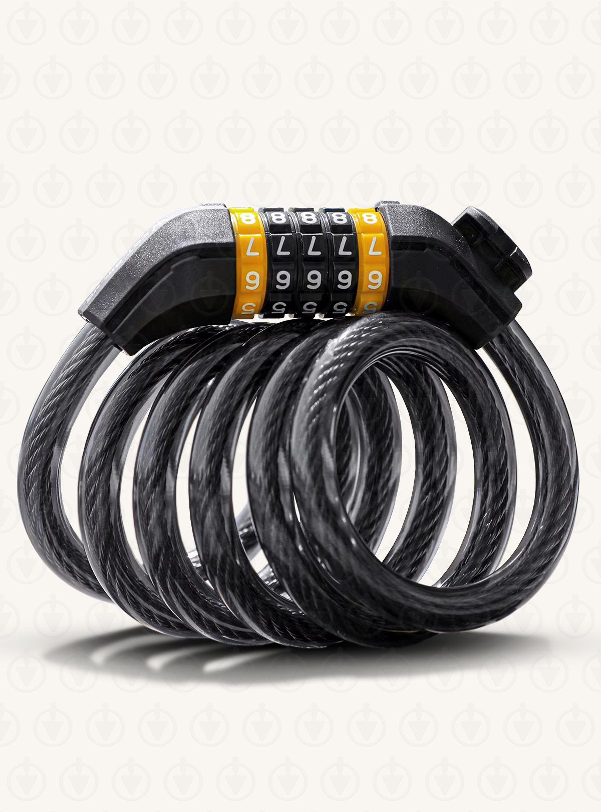 Кодовый замок на велосипед West biking стальной тросовый компактный 1,5 м Черный (73570)